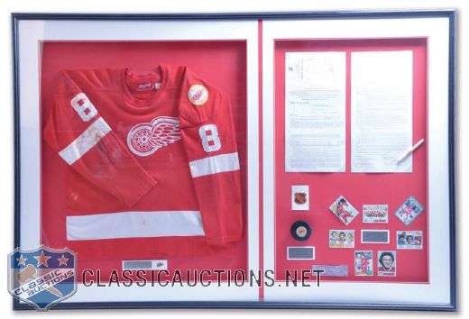 Dennis Polonichs 1975-76 Detroit Red Wings Game-Worn Rookie Jersey with 50th Patch - Photo-Matched!