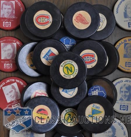 Dennis Polonichs 1973-83 Viceroy, 1975-76 Jets and Other Puck Collection of 33