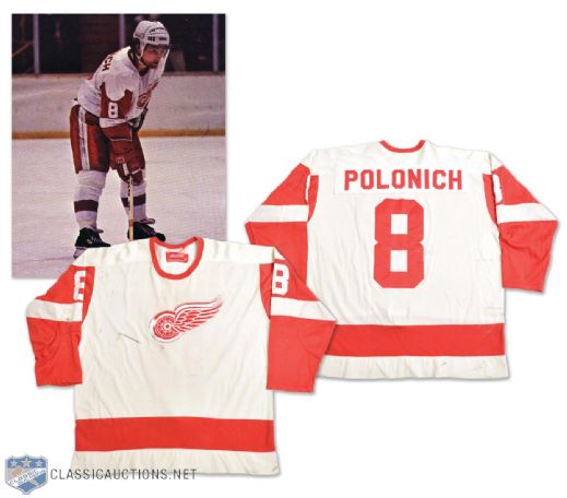 Dennis Polonichs 1980-81 Adirondack Red Wings Game-Worn Home Jersey <br>- Photo-Matched to Calder Cup Finals!