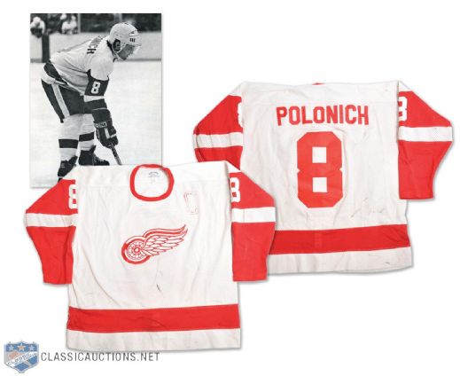 Dennis Polonichs 1981-82 Adirondack Red Wings Game-Worn Home Captains Jersey - Photo-Matched!