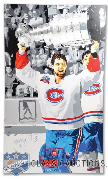 Patrick Roy 1993 Montreal Canadiens Stanley Cup Signed Painting (36" x 60")