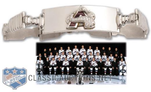 Patrick Roys 2000-01 Colorado Avalanche Stanley Cup Championship 14K Gold and Diamond Bracelet