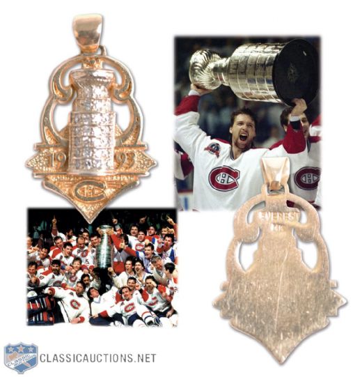Patrick Roys 1993 Montreal Canadiens Stanley Cup 14K Gold and Diamond Pendant
