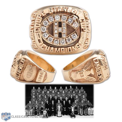 J.C. Tremblays 1985-86 Montreal Canadiens Stanley Cup Championship 10K Gold and Diamond Ring