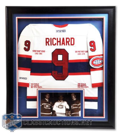 Maurice and Henri Richard Signed Career Stats Framed Jersey Montage (42" x 47")