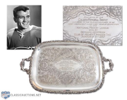 Bernard Geoffrions 1951-52 Montreal Canadiens Calder Memorial Trophy Commemorative Platter
