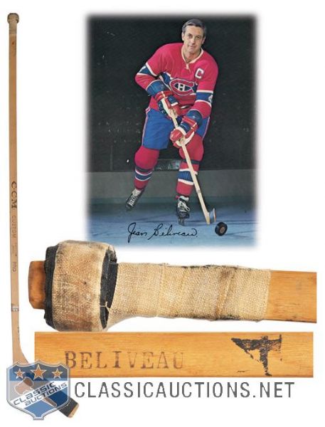 Jean Beliveaus 1960s Montreal Canadiens CCM Game-Used Stick