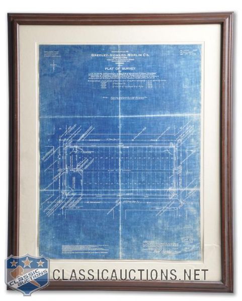 1926 Chicago Stadium Plat Survey Framed Display (25" x 30 1/2")
