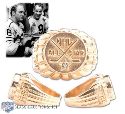 Bobby Hull 1968-69 NHL First All-Star Team 10K Gold and Diamond Ring