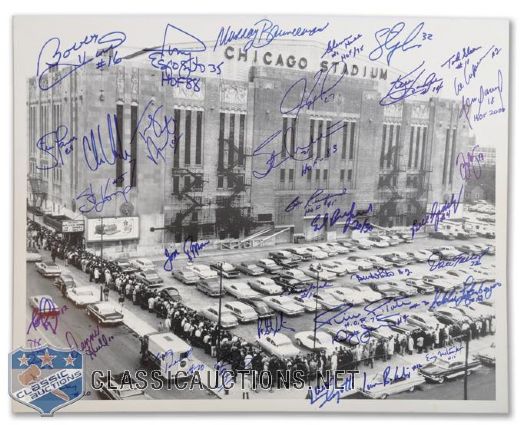 Chicago Stadium Photo Autographed by 36 Former Black Hawks (16" x 20")