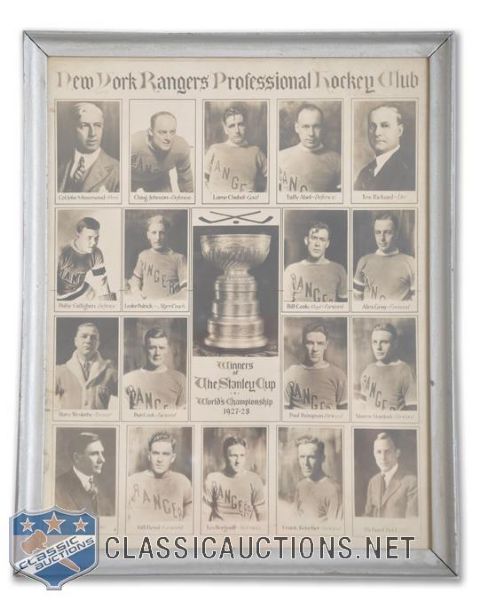 New York Rangers 1927-28 Stanley Cup Champions Framed Team Photo (12" x 15")