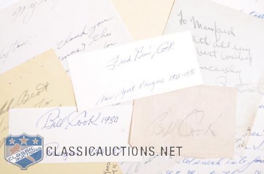 New York Rangers Autograph Collection of 25+ Including Hextall, Cook Bros. and Colville Bros.