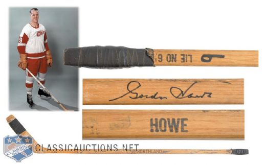 Gordie Howes Mid-1960s Detroit Red Wings Signed Northland Game-Used Stick
