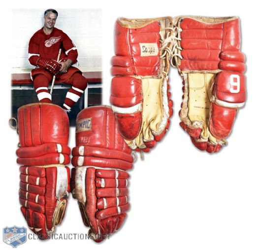 Gordie Howes 1960s Detroit Red Wings Game-Worn Gloves