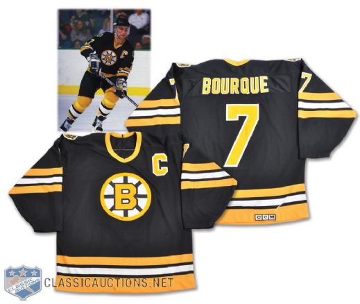 Ray Bourques 1987-88 Boston Bruins Game-Worn Captains Jersey - Team Repairs!