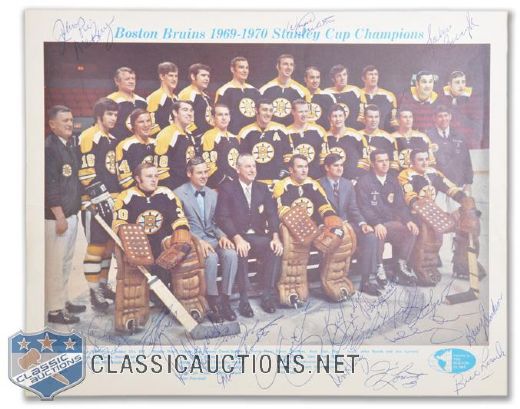Boston Bruins 1969-70 Stanley Cup Champions Team-Signed Picture with JSA LOA