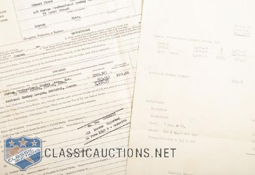 Eddie Shores 1927 Tax Return Document and Calculation Sheet -Rookie Season!