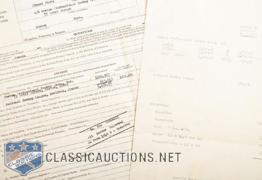 Eddie Shores 1927 Tax Return Document and Calculation Sheet -Rookie Season!