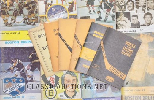 Boston Bruins 1951-52 to 1977-78 Media Guide Collection of 18