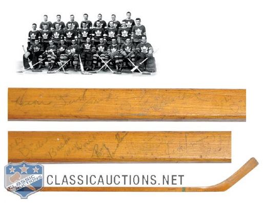 Toronto Maple Leafs 1939-40 Team-Signed Stick by 23 with Irvin, Broda, Drillon, Apps, Horner and Schriner