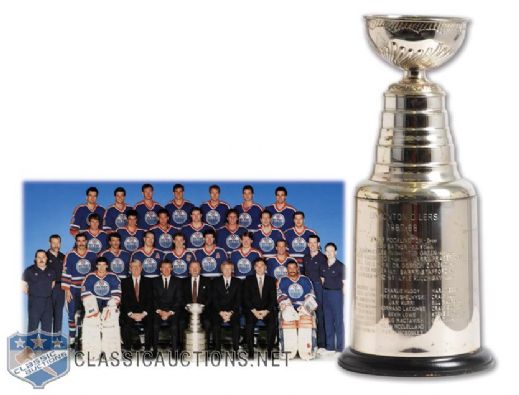 Juergen Merzs 1987-88 Edmonton Oilers Stanley Cup Championship Trophy (13")