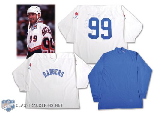 Wayne Gretzkys 1996-99 New York Rangers Training Camp Game-Worn Jersey Plus Mock Neck Undershirt