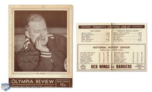 1946 - Gordie Howes 1st NHL Game and Goal Program - Autographed by Howe