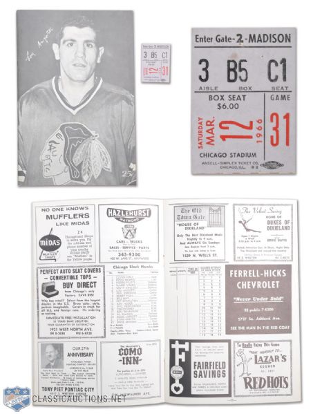 1966 - Bobby Hull Scores His 51st Goal Program and Ticket