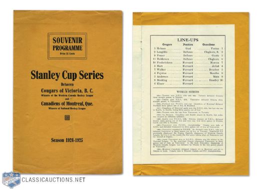 1925 Stanley Cup Final Program - Victoria Cougars vs. Montreal Canadiens