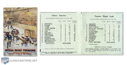 1930-31 Ottawa Senators at Toronto Maple Leafs Program