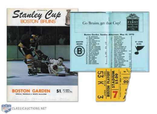 1970 Stanley Cup Final Program and Ticket - Cup-Winning Game
