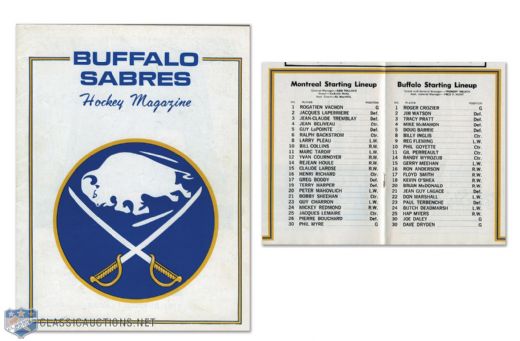 1970 First NHL Game in Buffalo Program