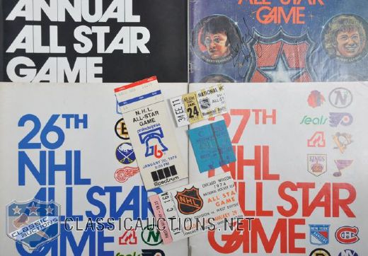 1973 to 1978 Lot of 4 All-Star Game Programs and Tickets