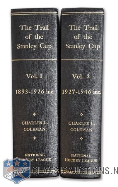 Ben Olans "The Trail to the Stanley Cup" Leather-Bound Volume 1 and 2 Books