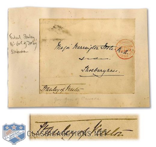 1887 Lord Stanley Signed "Stanley of Preston" Free Frank Postal Cover