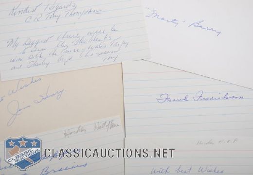 Boston Bruins Deceased HOFers and HOFers Signed Index Card Collection of 6