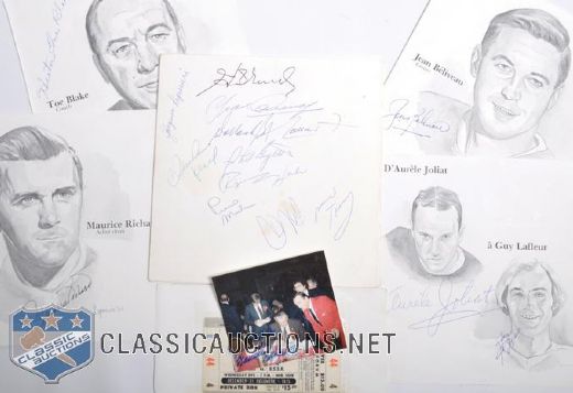 Montreal Canadiens 75th Anniversary Dream Team Program Signed by Joliat, Blake, Maurice Richard<br> and Others
