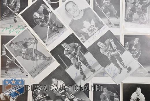 Maple Leafs, Canadiens and Black Hawks Early-1960s Signed Postcard Collection of 30<br> with Horton and Armstrong