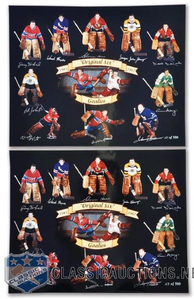 "Original Six" Goalies Multi-Signed Limited-Edition Photo Collection of 2