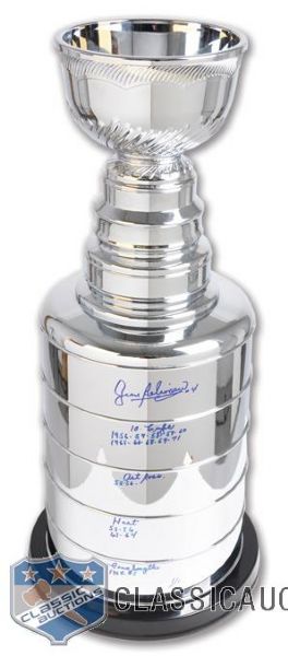 Huge Stanley Cup Replica Autographed by HOFer Jean Beliveau with Special Inscriptions (25")