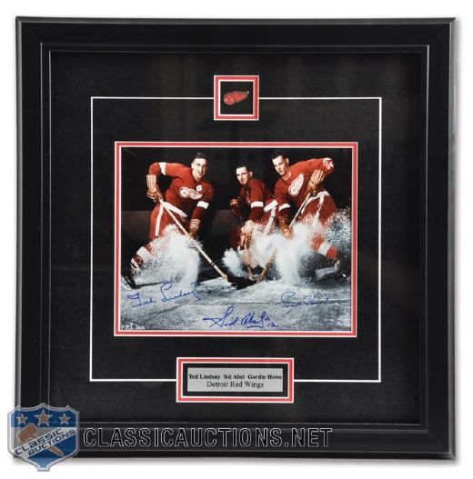 Gordie Howe / Production Line Multi-Signed Frame Collection of 2 (18"x18" and 26"x27")