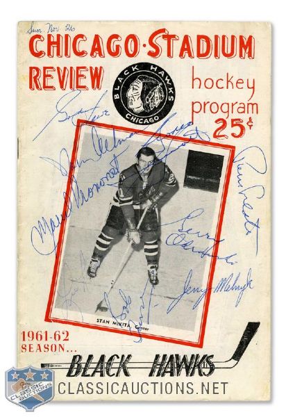 Red Wings, Black Hawks, and Rangers 1961-62 Multi-Signed Programs