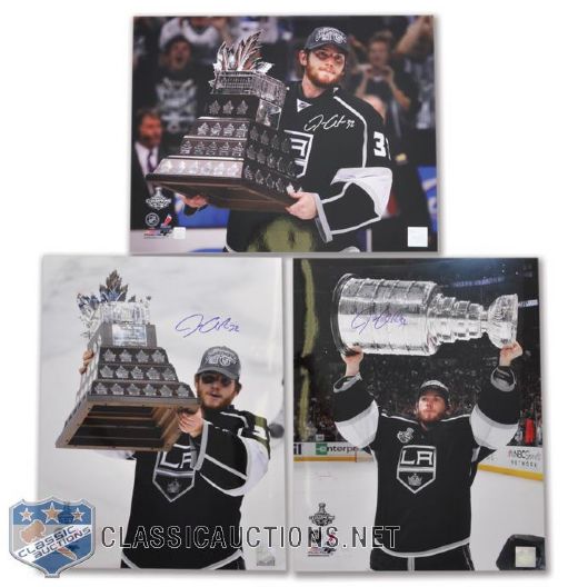 Jonathan Quick Signed 2012 Stanley Cup Limited-Edition Photos (3) (16"x20") with COAs