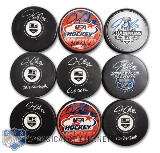 Jonathan Quick Signed Limited-Edition Puck Collection of 9 with COAs