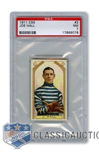 1911-12 Imperial Tobacco C55 #2 HOFer Joe "Bad Joe" Hall RC - Graded PSA 7