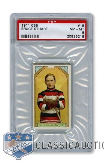 1911-12 Imperial Tobacco C55 #15 HOFer Bruce Stuart - Graded PSA 8