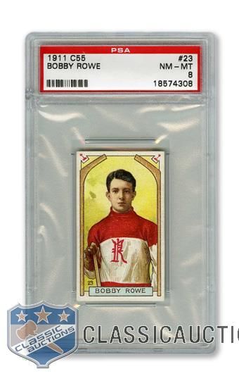 1911-12 Imperial Tobacco C55 #23 Bobby "Stubby" Rowe RC - Graded PSA 8 - Highest Graded!