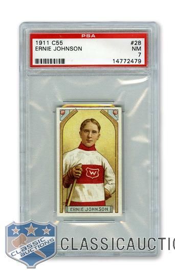 1911-12 Imperial Tobacco C55 #28 HOFer Ernie "Moose" Johnson - Graded PSA 7