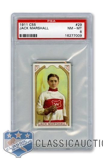 1911-12 Imperial Tobacco C55 #29 HOFer John "Jack" Marshall - Graded PSA 8 - Highest Graded!