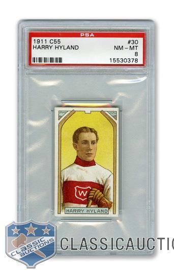 1911-12 Imperial Tobacco C55 #30 HOFer Harry Hyland - Graded PSA 8 - Highest Graded!